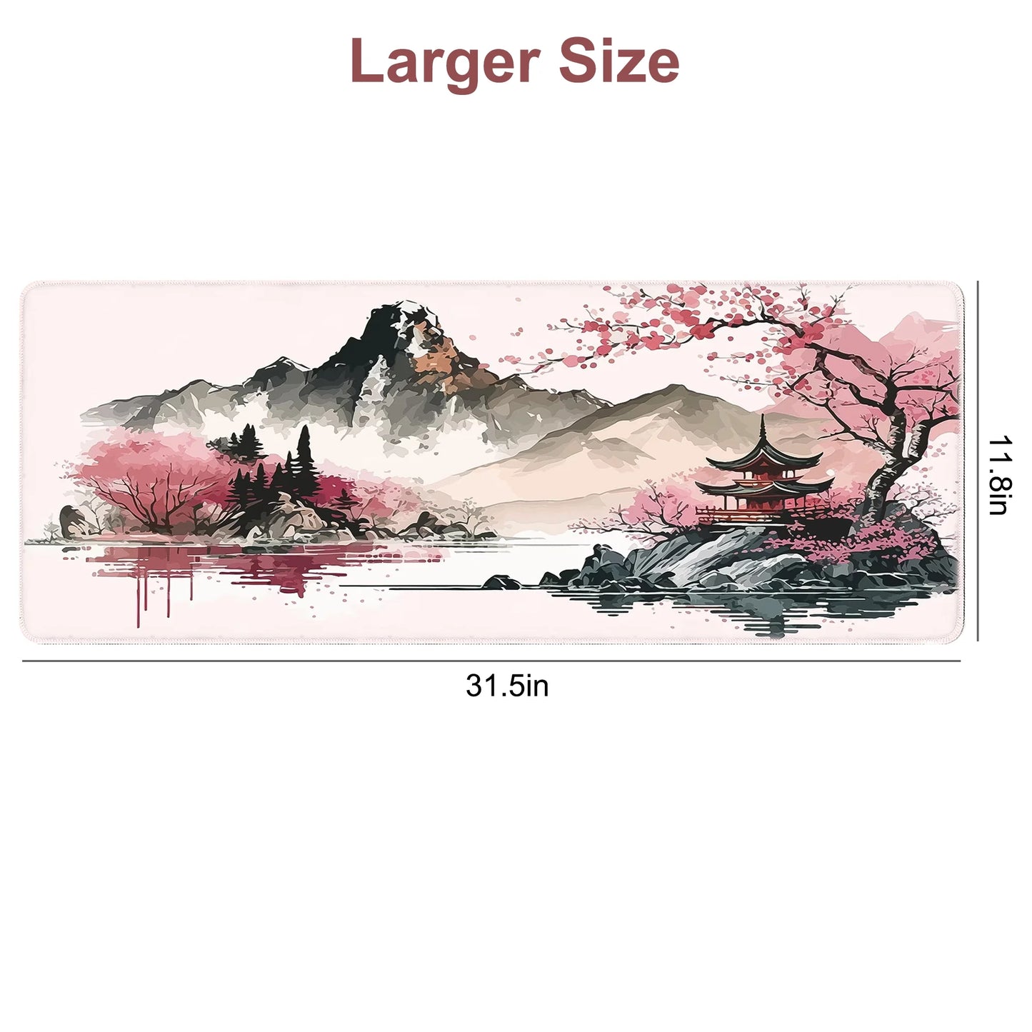 Gaming Mouse Pad, Large Mousepad Rubber Base Desk Mat with Stitched Edges, 31.5X11.8In