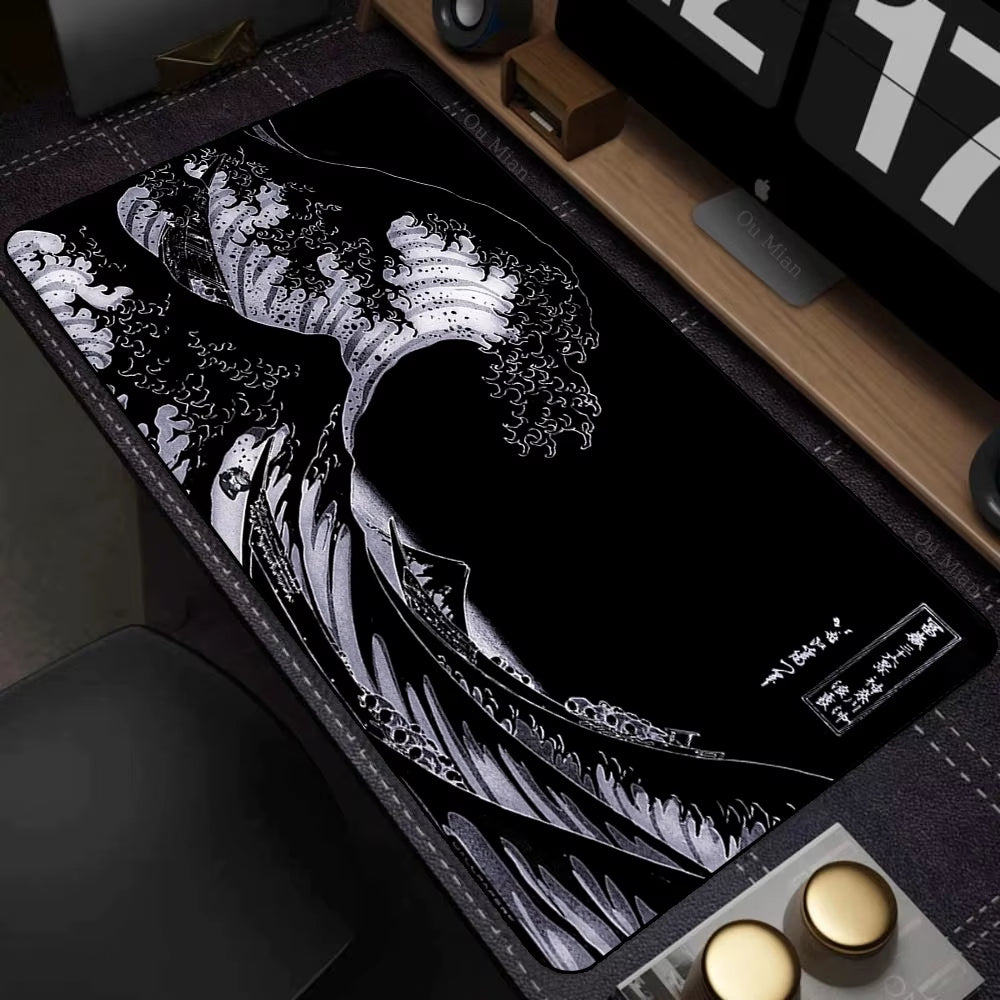 Large Computer Art Mouse Pad Japan the Great Wave of Kanagawa Gaming Non-Slip Mousepad Computer Gamer Lockrand Desk Mat XXL