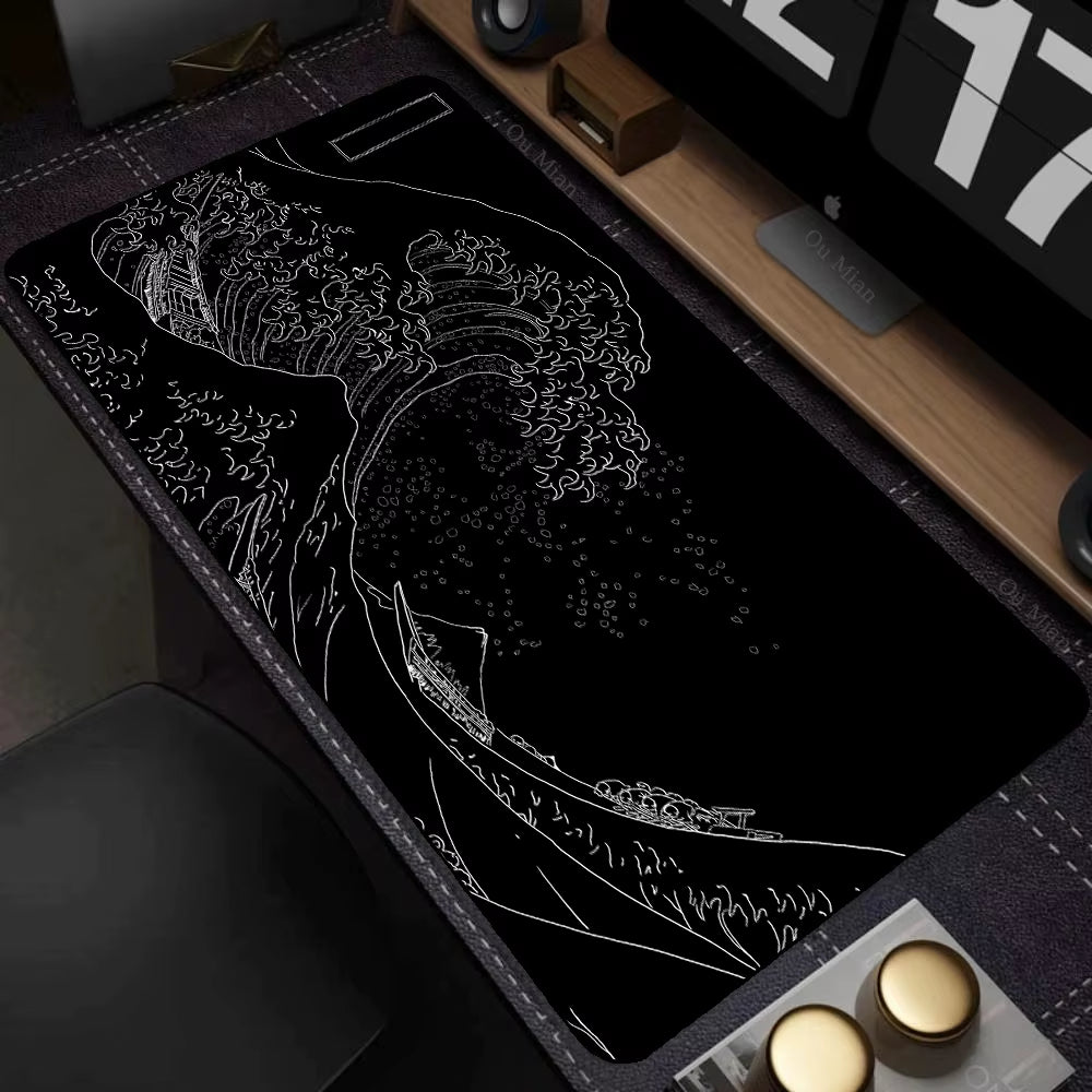 Large Computer Art Mouse Pad Japan the Great Wave of Kanagawa Gaming Non-Slip Mousepad Computer Gamer Lockrand Desk Mat XXL