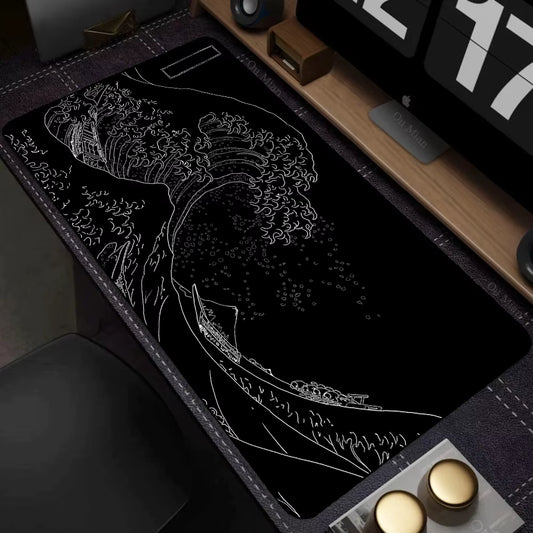 Large Computer Art Mouse Pad Japan the Great Wave of Kanagawa Gaming Non-Slip Mousepad Computer Gamer Lockrand Desk Mat XXL