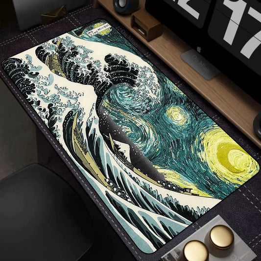 Large Computer Art Mouse Pad Japan the Great Wave of Kanagawa Gaming Non-Slip Mousepad Computer Gamer Lockrand Desk Mat XXL