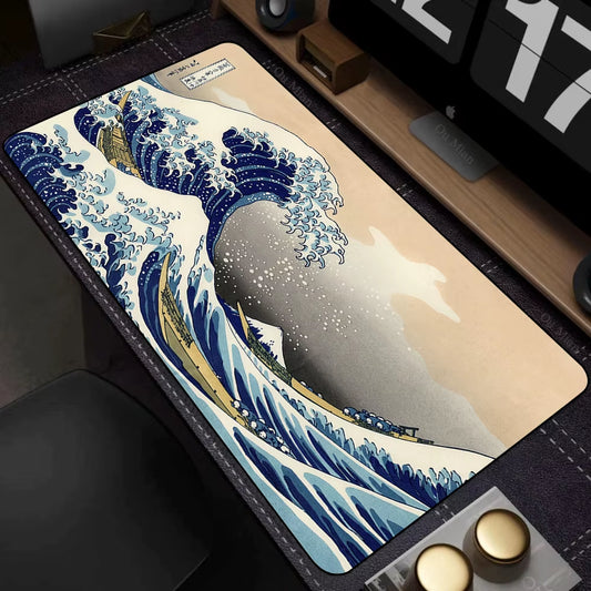 Large Computer Art Mouse Pad Japan the Great Wave of Kanagawa Gaming Non-Slip Mousepad Computer Gamer Lockrand Desk Mat XXL